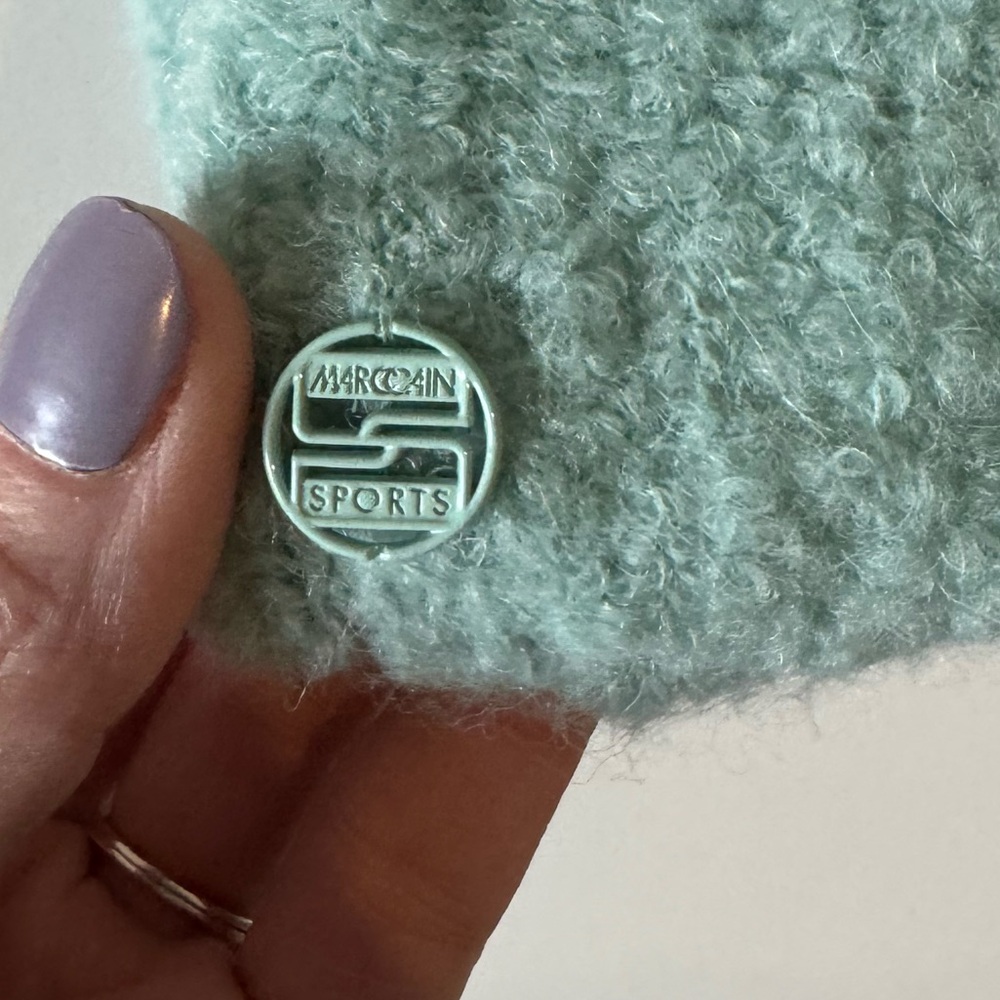 Marc Cain Sport Teal Alpaca Wool V-Neck Chunky Knit Sweater Oversized Small - Picture 6 of 14